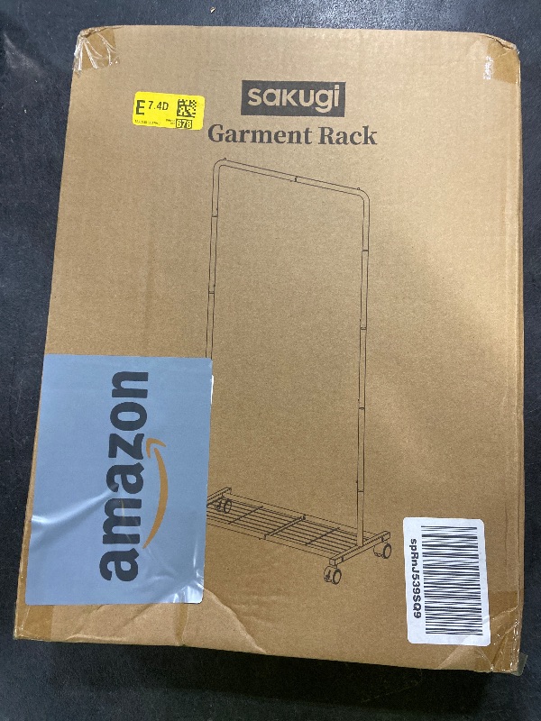 Photo 1 of Sakugi Clothes Rack - Clothing Rack with Storage Mesh Shelf & Casters, Heavy-Duty Metal Clothing Rack for Hanging Clothes, Dresses, Coats, Large Load Capacity, Easy Assembly, Black, 28.0"x14.0"x59.0"