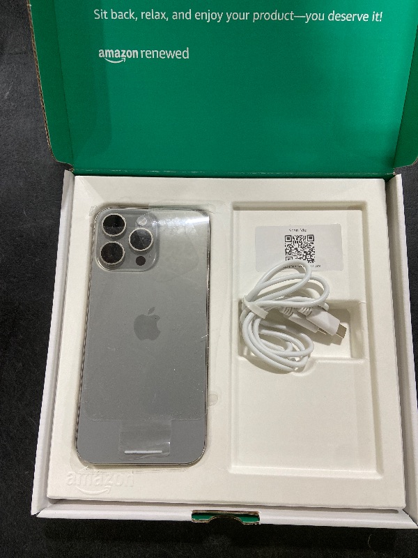 Photo 1 of Apple iPhone 15 Pro Max, 256GB, Natural Titanium - Unlocked (Renewed Premium)