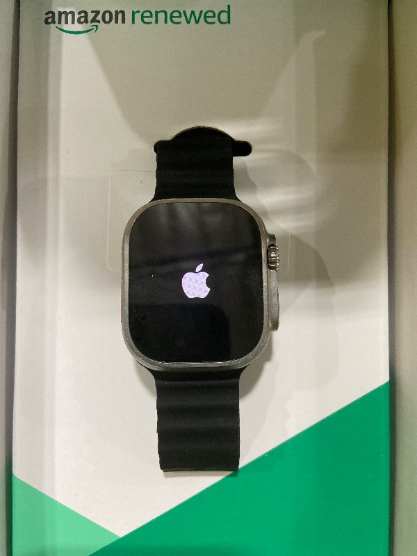 Photo 1 of Apple Watch Ultra [GPS + Cellular 49mm] Titanium Case with Midnight Ocean Band, One Size (Renewed Premium)