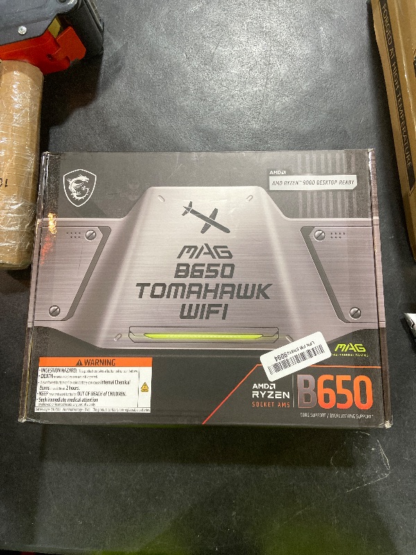 Photo 1 of MSI MAG B650 Tomahawk WiFi Gaming Motherboard (AMD Ryzen 9000/8000/7000 Series Processors, AM5, DDR5, PCIe 4.0, M.2, SATA 6Gb/s, USB 3.2 Gen 2, HDMI/DP, Wi-Fi 6E, Bluetooth 5.3, 2.5Gbps LAN, ATX)