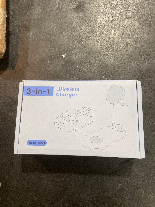 Photo 1 of Magnetic Wireless Charger Mag-Safe 3 in 1 Charging Station,15W Max Foldable Wireless Charging Stand for iPhone 17/16/15/14/13/12, Fast Travel Charger for Multiple Devices iWatch Airpods (Black)