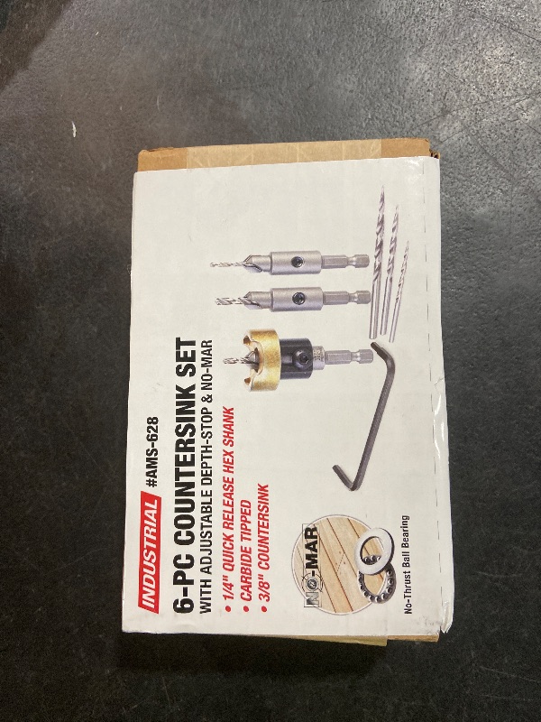 Photo 1 of Amana Tool Countersink with Adjustable Drill Bit Depth Stop and Ball Bearing Set, Quick Release Shank and Replacement HSS Drills, AMS-628, 6-Pc