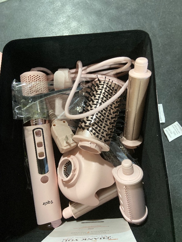Photo 1 of Tqcir 8-in-1 Professional Hot Air Styler&Hair Dryer Brush, Powerful Multi-Styler with Auto-Wrap Curler with Storage Case, Fast Drying Curling Straightening Volumizing Without Heat Damage(Pink)