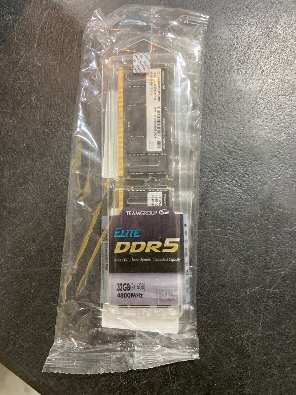 Photo 1 of TEAMGROUP Elite DDR5 16GB 6000Mhz PC5-48000 CL48 Non-ECC Unbuffered UDIMM 288 Pin PC Computer Desktop Memory Module Ram Supports Intel & AMD TED516G6000C4801