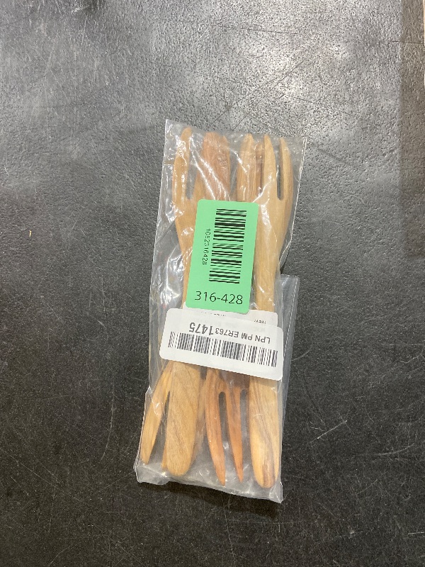 Photo 1 of WONDERFUL 7 Inch Olive Wood Fork, 4 Piece Reusable Handmade Natural Wood Flatware for Eating, Perfect for Dessert, Safe & Non-toxic Fork for Kids