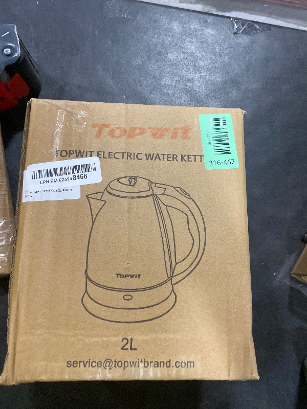 Photo 1 of TOPWIT Electric Kettle, 2.0L Hot Water Kettle Electric, BPA-Free Stainless Steel Tea Kettle, Electric Kettles for Boiling Water with Fast Boil, Auto Shut-Off & Boil Dry Protection, Silver