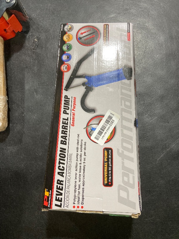 Photo 1 of Performance Tool W54268 Blue General Purpose Lever Action Barrel Drum Pump - Fits 5 to 55 Gallon Drums