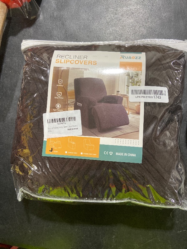 Photo 1 of Ruaozz Recliner Sofa Covers Recliner Chair Covers Recliner Covers for Reclining Chair with Pockets Washable Furniture Protector with Elastic Bottom (1 Seater, Chocolate)