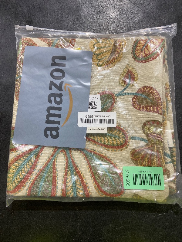 Photo 1 of Mika Home Set of 2 Jacquard Tropical Leaf Pattern Throw Pillow Covers Decorative Pillowcase 20X20 Inches,Teal Cream