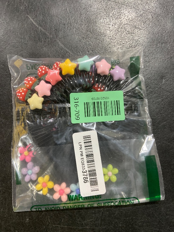 Photo 1 of 4pcs Cartoon Hair Accessories for Girls & Women: Strawberry, Star, Heart, Flower Clips - Cute Bun Makers, Bangs Clips, Hair Forks & Pins
