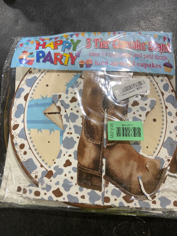 Photo 1 of Keluna First Rodeo Birthday Decorations - 3 Tier Cowboy Cupcake Stand for Boys Birthday Baby Shower Pary Supplies, My 1st Rodeo Decoration Dessert Stand Cake Holder