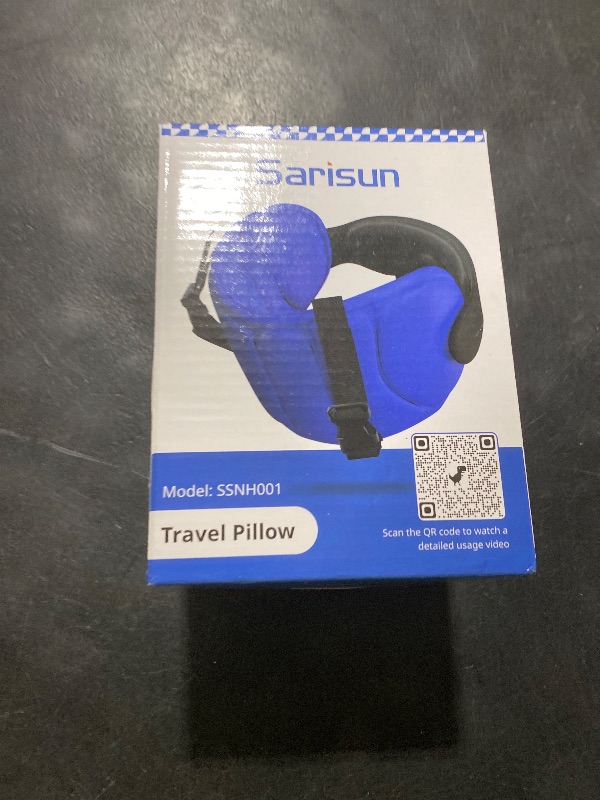 Photo 1 of SARISUN Travel Pillows for Airplanes, Airplane Pillow for Long Flight, Airplane Head Strap with Eye Mask for Sleep, Travel Neck Pillow for Car Road Trip, 360° Support Headrest, Stop Bobblehead, Black
