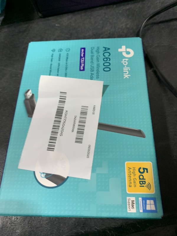 Photo 1 of TP-Link AC600 USB WiFi Adapter for PC (Archer T2U Plus)- Wireless Network Adapter for Desktop with 2.4GHz, 5GHz High Gain Dual Band 5dBi Antenna, Supports Win11/10/8.1/8/7/XP, Mac OS 10.9-10.14, Black