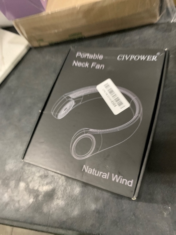 Photo 1 of CIVPOWER Neck Fan: Portable Personal Neck Cooling Rechargeable Bladeless Fan - Hands Free 3 Speed 4000 mAh Battery USB Operated Wearable Headphone Design - for Men Women Outdoor Indoor (White)