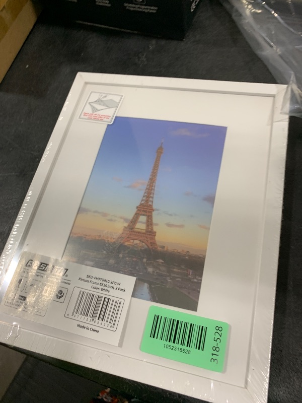 Photo 1 of FIXSMITH 8x10 Picture Frame Set of 2, Photo Frame with HD Plexiglass, Display Pictures 5x7 with Mat or 8x10 Without Mat, White Picture Frames Collage for Tabletop or Wall Display