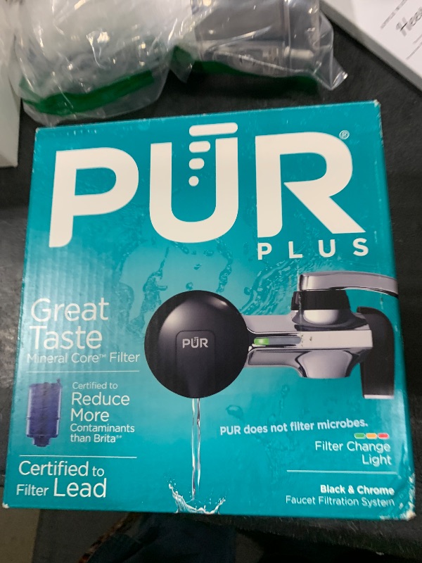 Photo 1 of PUR Faucet Water Filter, PFM200B, Black and Chrome