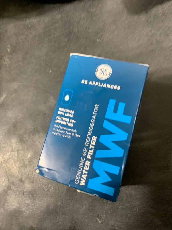 Photo 1 of GE MWF Refrigerator Water Filter, Genuine Replacement Filter, Certified to Reduce Lead, Sulfur, and 50+ Other Impurities, Replace Every 6 Months for Best Results, Pack of 1