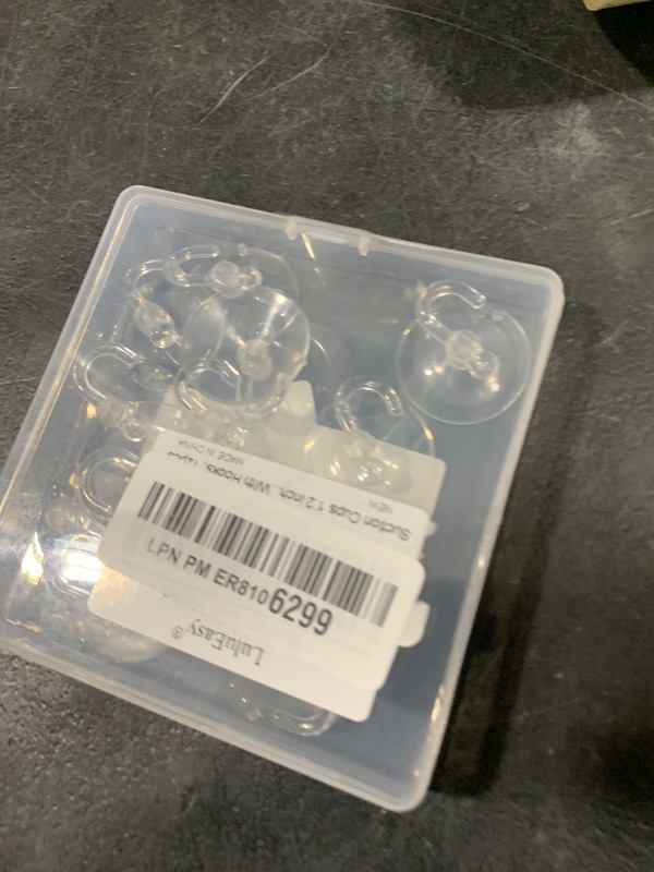 Photo 1 of LuluEasy 12 Pieces Small Suction Cups with Hooks 1.2 inch Clear Plastic Sucker Hooks for Glass Window Wall Festivals Parties Theme Carnival Decoration Door Bathroom Kitchen