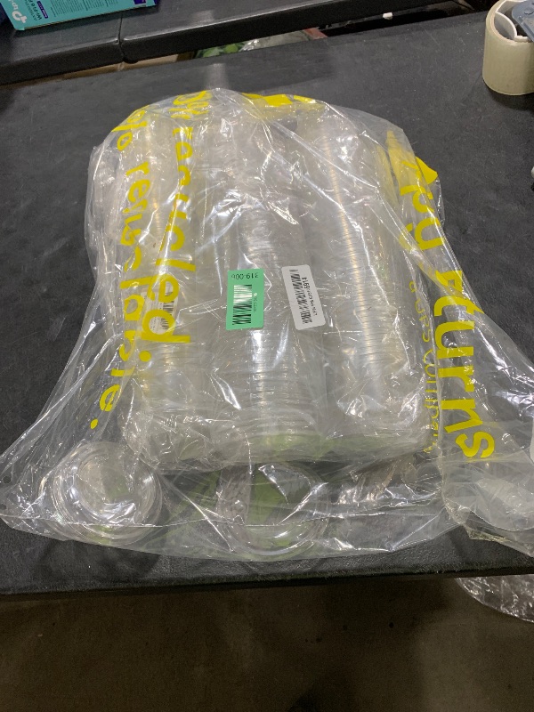 Photo 1 of 100 Pack 12 Oz Clear Stackable Disposable Plastic Cups with Flat Lids, 300ml PET Ice Cream Cups with Lids Dessert Containers for Party Cold Drinks Pudding Jello Fruits Juice Milkshake Tiramisu Cake