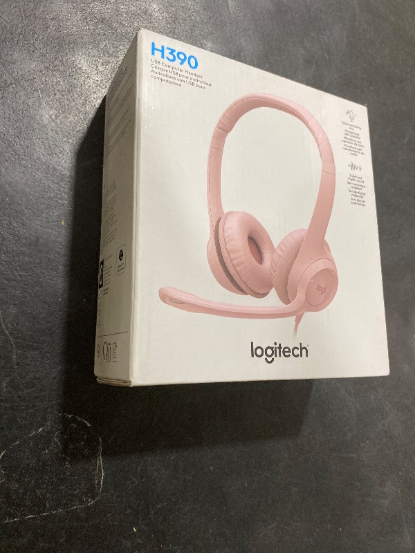 Photo 1 of Logitech H390 Gaming Headphones, Wired Headphones with Mic, USB Headset with Microphone for PC, Noise Cancelling Microphone for Video Meetings, Music, Gaming - Rose