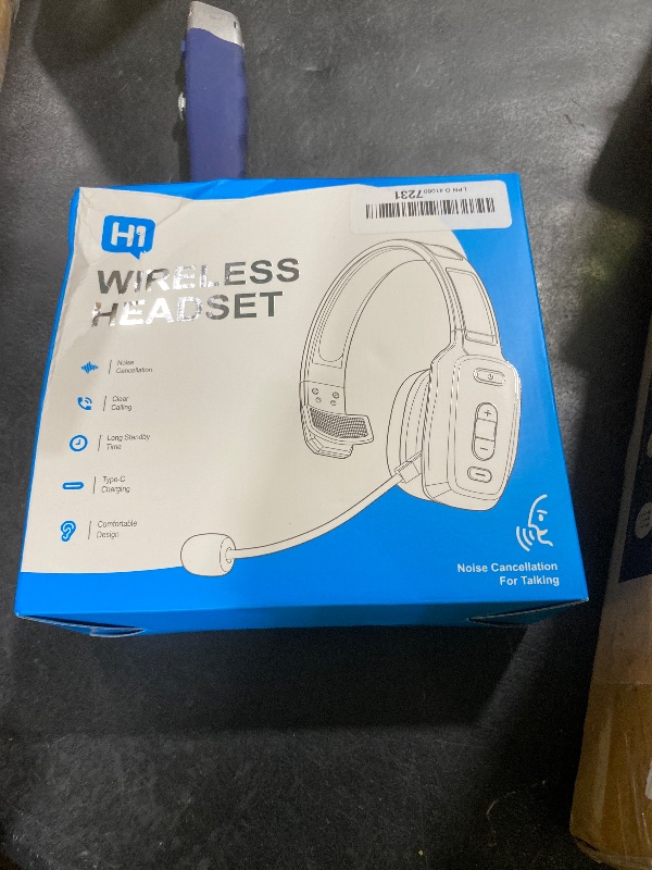 Photo 1 of LEAYU Bluetooth Headset, 60hrs Noise Canceling V5.2 Over Head Headphones, Single Ear Trucker Wireless Headset with Mic, Mute Button, Multipoint, for Phones PC Computer Truck Driver Office Work - Black
