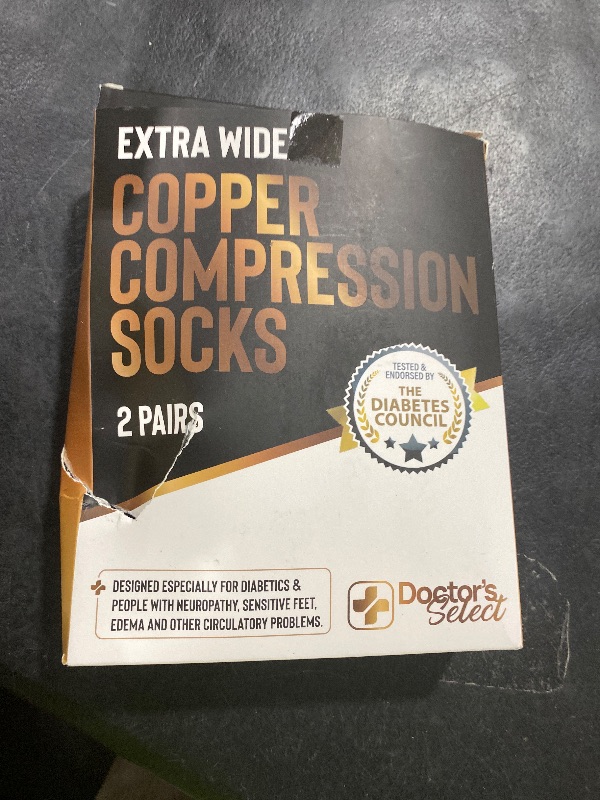 Photo 1 of Doctor's Select Copper Plus Size Compression Socks Wide Calf - 2 Pairs | 20-30mmHg Extra Wide Calf Compression Socks Women Plus Size for Traveling & Running | Gray & Navy