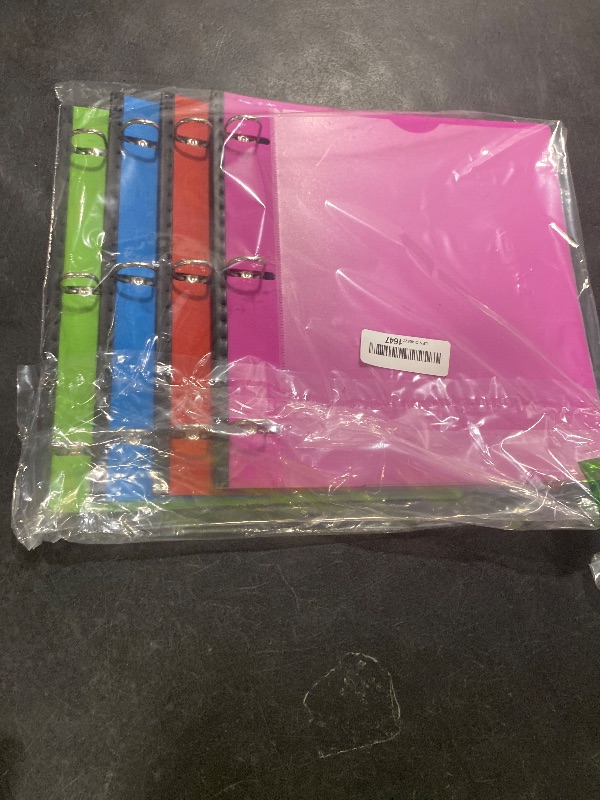 Photo 1 of INFUN 1 Inch Telescoping 3 Ring Binder - 4PCS, Flexible Round Binder with Customizable Front Cover and Clear Catalog Pocket, 1Inch Rings, 225 Sheet Capacity