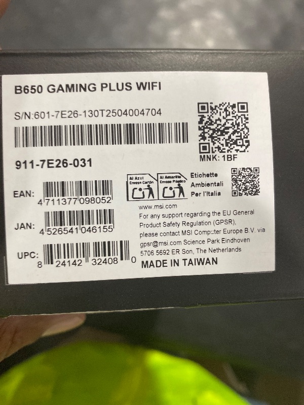 Photo 1 of MSI B650 Gaming Plus WiFi Motherboard AMD B650 Socket AM5 ATX