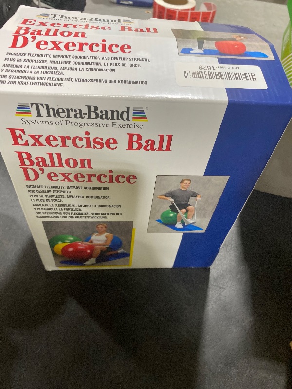 Photo 1 of THERABAND Exercise Ball, Stability Ball with 55 cm Diameter for Athletes 5'1" to 5'6" Tall, Standard Fitness Ball for Posture, Balance, Yoga, Pilates, Core, & Rehab, Red