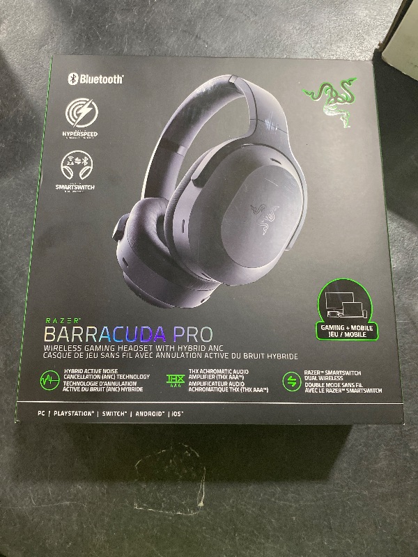 Photo 1 of Razer Barracuda Pro Wireless Gaming Headset (PC, PlayStation, Switch 2, iPhone, Smartphones): Hybrid ANC - 2.4GHz Wireless + Bluetooth - THX AAA - 50mm Drivers - Integrated Mic - 40 Hr Battery - Black
