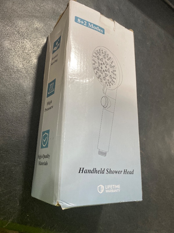 Photo 1 of GwernKB Brushed Nickel Shower Heads Handheld with On Off Switch,8-Mode High Pressure Shower Wand with 79In Stainless Steel Hose&Bracket PLUS Low-Reach Adhesive Wall Mount Holder for Kids&Elderly