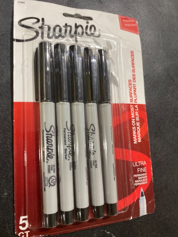 Photo 1 of Sharpie 37665PP Permanent Markers, Ultra Fine, 5 Pack