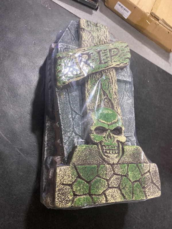 Photo 1 of FUNPENY Halloween Foam RIP Tombstones, 5 Pack 17" Headstone Decorations for Halloween Graveyard, Yard, Garden, Tombstone Decorations Outdoor