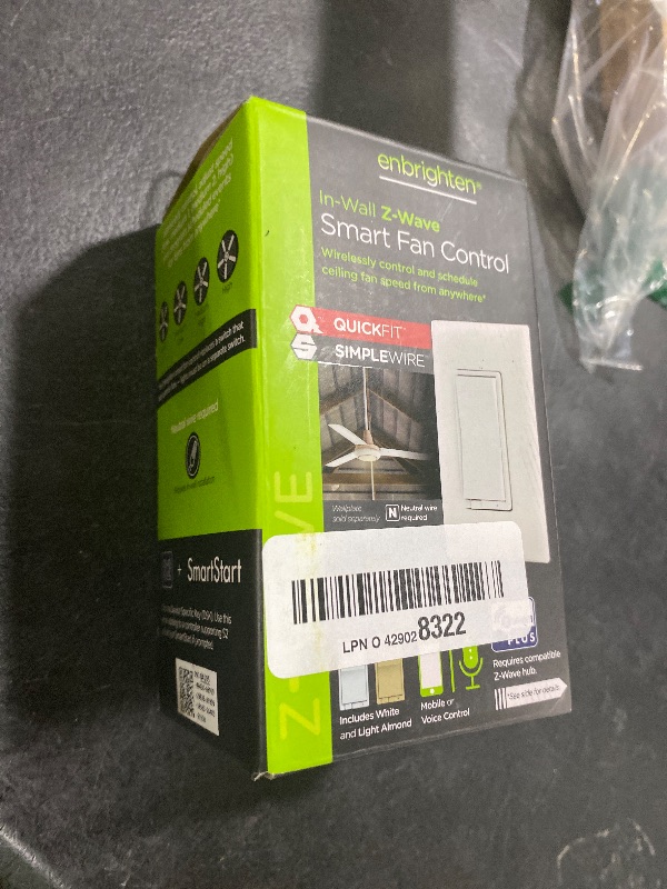 Photo 1 of Enbrighten 58446 Z-Wave Plus v2 in-Wall Smart Fan Control, Paddle, 700 Series