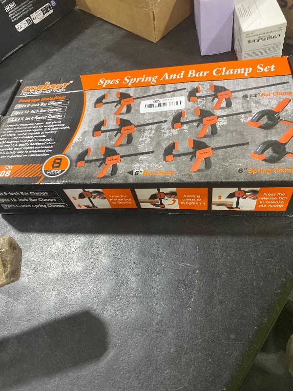 Photo 1 of HORUSDY 8-Pack Bar Clamps for Woodworking, 12" and 6" Bar Clamps, Wood Working Clamp Sets, Quick Clamps F Clamp with 150 LBS Load Limit (8-Pack Wood Clamps)