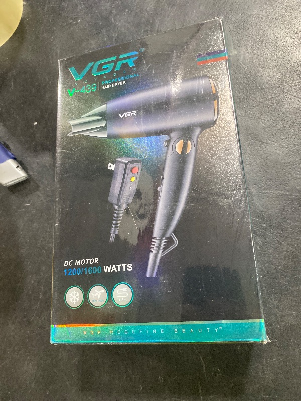 Photo 1 of VGR Dual Voltage(100~250V) Travel Hair Dryer with European Plug Adapter for International Travel, Portable Hair Dryer with Concentrator Nozzles