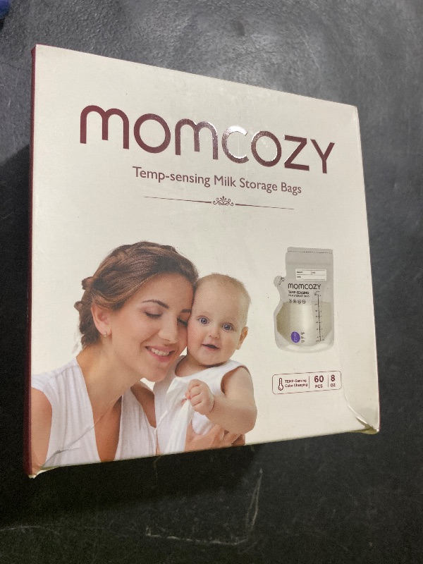 Photo 1 of Momcozy Easy Pour Breastmilk Storage Bag, 8Oz, Temp-Sensing Color Change, 60 Count Milk Bag with Self Standing for Breastfeeding, No Leak Presterilized for Freezer, Recyclable & BPA Free