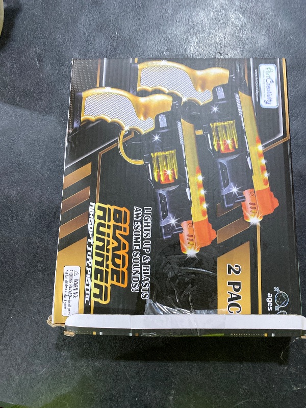 Photo 1 of ArtCreativity Blade Runner Toy Pistol Set - 2 Light Up Toy Guns with LEDs and Sound Effects, Safe Pretend Play Pistols for Kids, Fun Toy Guns for Boys and Girls with Batteries Included