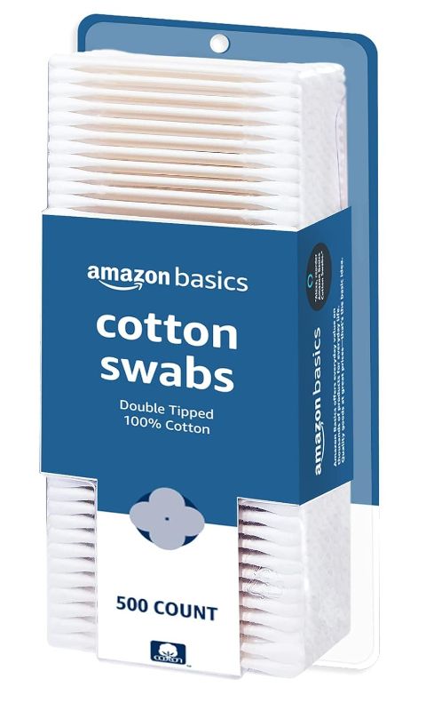 Photo 1 of Amazon Basics Cotton Swabs for Personal Hygiene and Baby Care, 500 Count, 1 Pack