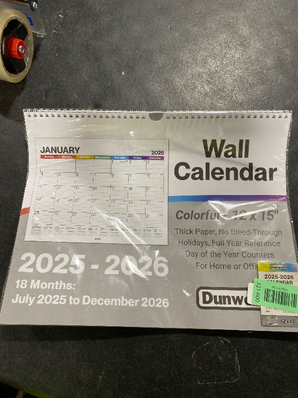 Photo 1 of Dunwell 12x15 Wall Calendar 2025-2026 (Colorful), Use Now to Dec 2026, Large Lined 12 x 15 Monthly Calendar, Professional Styling for Home or Office, Premium Paper