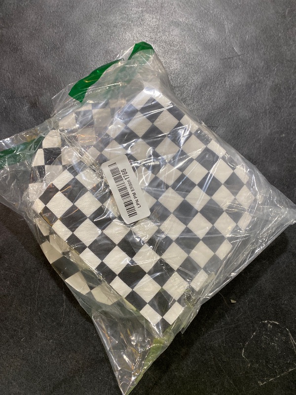 Photo 1 of RVXHUA 150PCS Race Car Birthday Party Decorations - Black and White Checkered Plates and Napkins for 50 Guests, Disposable Tableware Supplies for Birthdays, Game Day, and Racing-Themed Parties