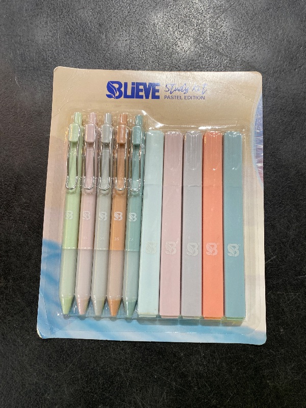 Photo 1 of BLIEVE - Aesthetic Highlighters and Gel Pens With Soft Ink And Tip, Bible Highlighters and Pens No Bleed, Dry Fast Easy to Hold, for Bible Journaling Planner School Supplies (Pastel)