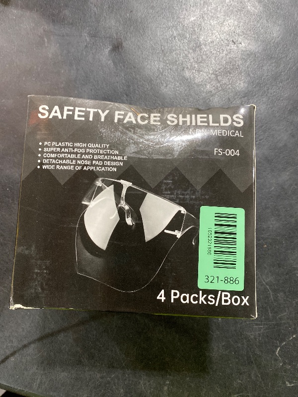 Photo 1 of 4 Pack Face Shield with Glasses, Face Mask Shield Anti-Fog Clear Ultra Clear Reusable Protective Plastic Face Shield Mask Droplet Splash Guard for Women Men Kids