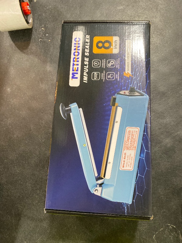 Photo 1 of METRONIC Impulse Sealer 8 inch, Manual Heat Sealer Machine for Plastic Bags, Shrink Wrap Bag Sealers Heavy Duty Sealing Machine With Repair Kit (Blue)