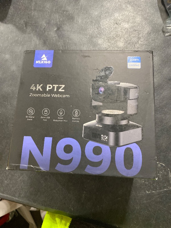 Photo 1 of NexiGo N990 4K PTZ Zoomable Webcam, Video Conference Camera System with 5X Digital Zoom, Sony Starvis Sensor, Position Preset, Dual Stereo Mics, Audio Jacks for External Mics (Renewed)