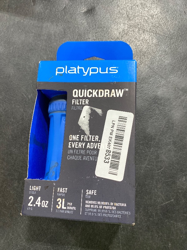 Photo 1 of Platypus Quickdraw Ultralight Backpacking Water Filter, Blue