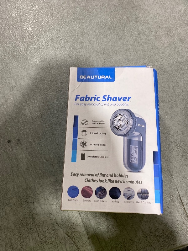 Photo 1 of BEAUTURAL Fabric Shaver and Lint Remover, Sweater Defuzzer with 2-Speeds, 2 Replaceable Stainless Steel Blades, Battery Operated, Remove Clothes Fuzz, Lint Balls, Pills, Bobbles Gray