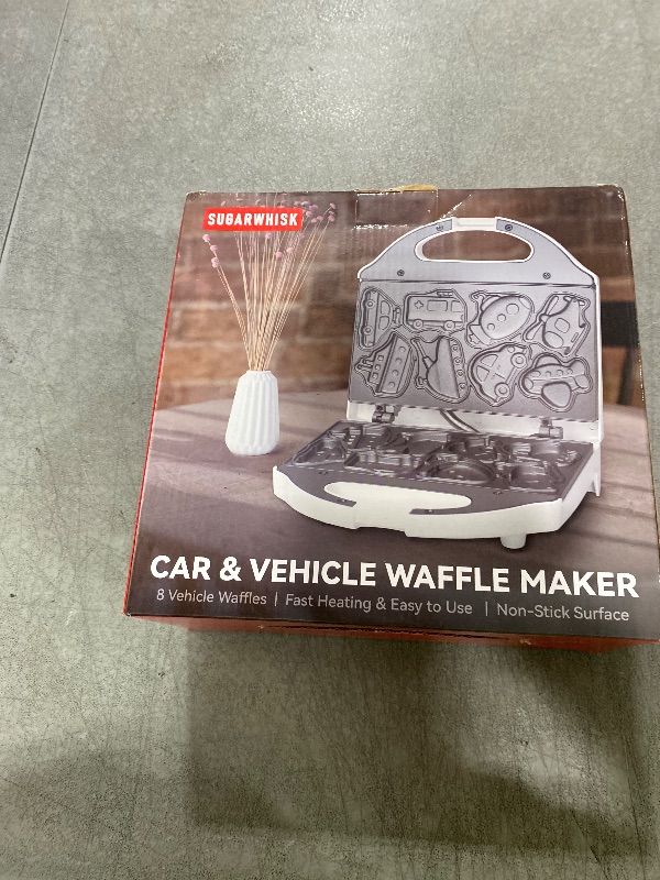 Photo 1 of SugarWhisk Car Waffle Maker for Kids, Halloween & Christmas Mini Waffle Maker, 8 Fun Vehicle Shaped Mini Pancake Maker, Non Stick Surface, Excellent Gift, White