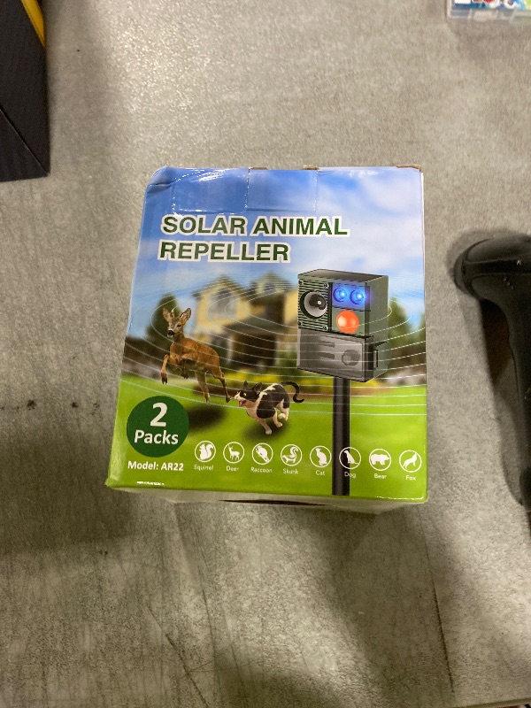 Photo 1 of 2 Packs Solar Animal Repeller Ultrasonic, Cat Repellent Outdoor with USB Recharging, Waterproof Ultrasonic Deer Repellent Motion Activated Repel Dog, Squirrel, Deer, Raccoon, Skunk, Rabbit