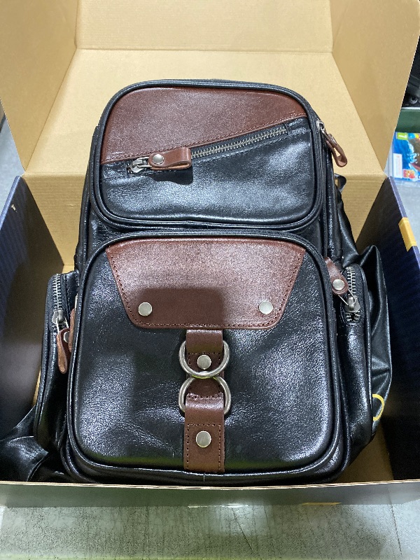 Photo 1 of CENUNCO Genuine Leather Sling Bag for Men Large Crossbody Shoulder Bag Casual Sling Backpack Anti-Theft Travel Chest Purse (Black)